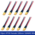 XT30 Pigtail Plug Male and Female Connector with 100mm 16AWG Tinned Wire Cable for RC Fixed wing Lipo Battery FPV Drone charger
