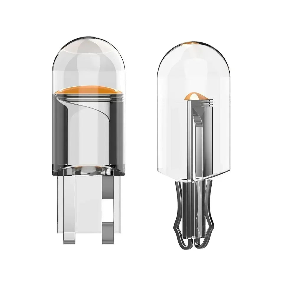 1pc W5W Led T10 Car Light COB Glass 6000K White Auto Automobiles License Plate Lamp Dome Light Reading DRL Bulb Style 12V