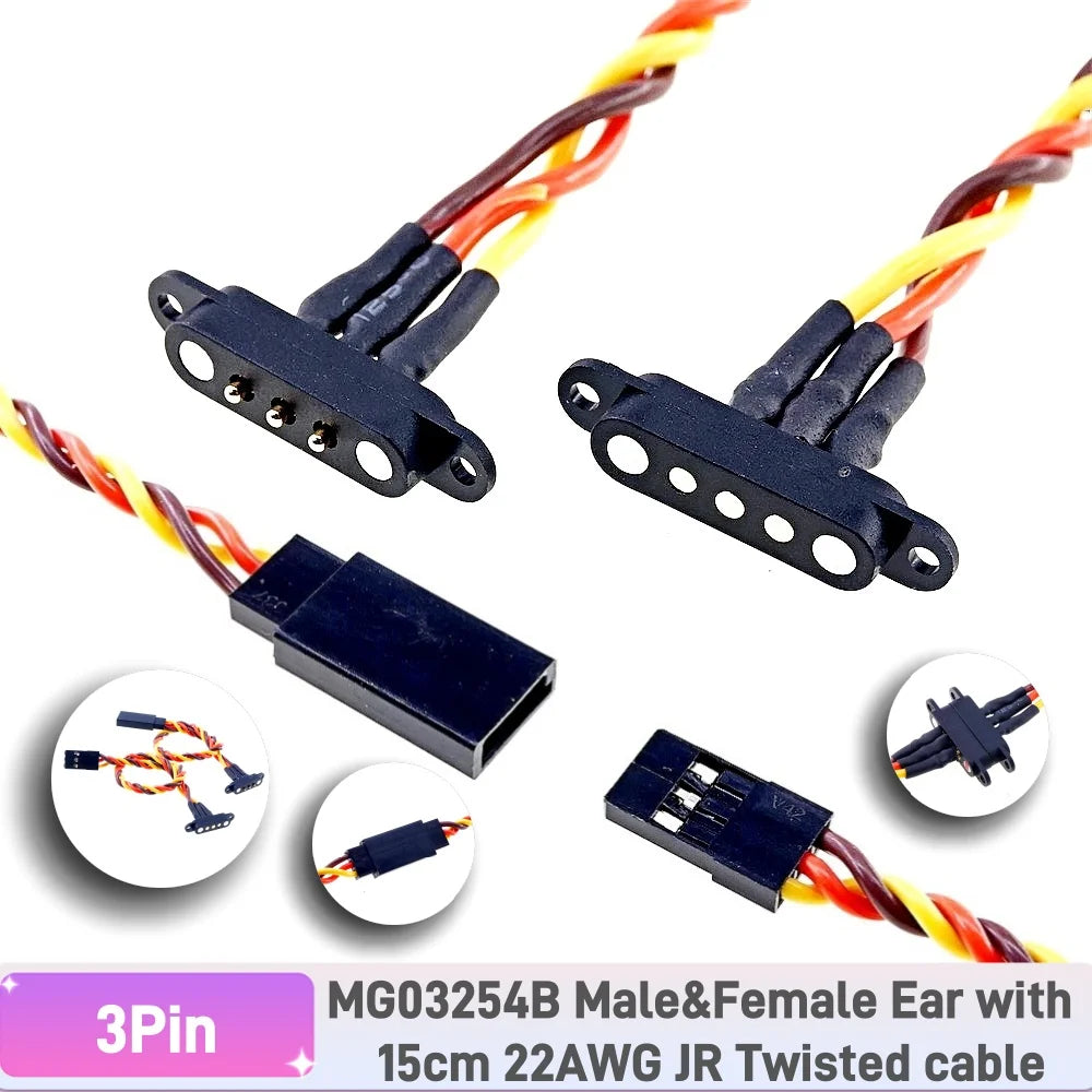1/5 Pairs Magnetic Snap-on JR Servo Extension Cable for RC Drone Glider Airplane Models 60 CoresDIY Upgrate