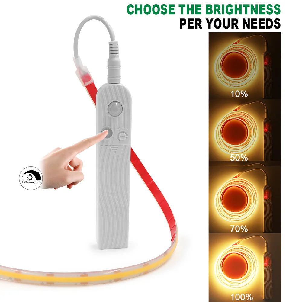 IP68 Waterproof COB Led Strip Light Motion Sensor 5V Battery USB Powered Auto ON/OFF Cabinet Kitchen Staircase Liner Lighting