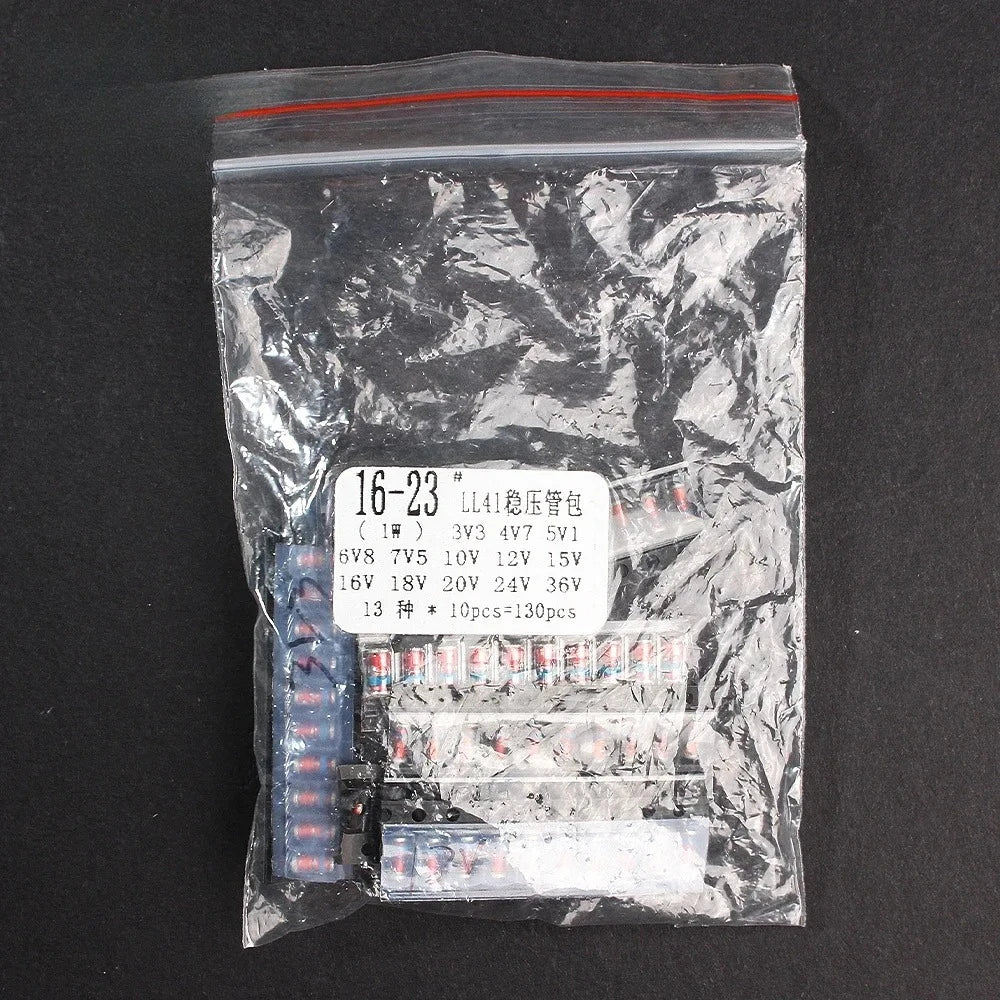 130PCS LL41 SMD Zener Diode Kit 1W Voltage Regulator Diodes 3.3V 4.7V 5.1V 6.8V 7.5V 10V 12V 15V 16V 18V 20V 24V 36V Diodes Pack