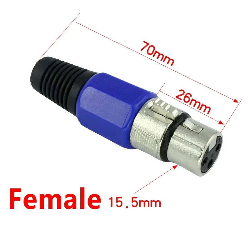 2/5/8/12PCS 3Pin XLR Male Female Speaker Connector Wiring Line Plug Blue 3-Core Audio Microphone Connector