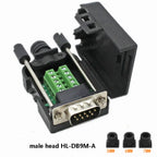 RS232 RS485 DB9 Connector Male Female 9 Pin Breakout Terminals COM Connector D-SUB Terminals 21-24 AWG Wire Solderless Connector