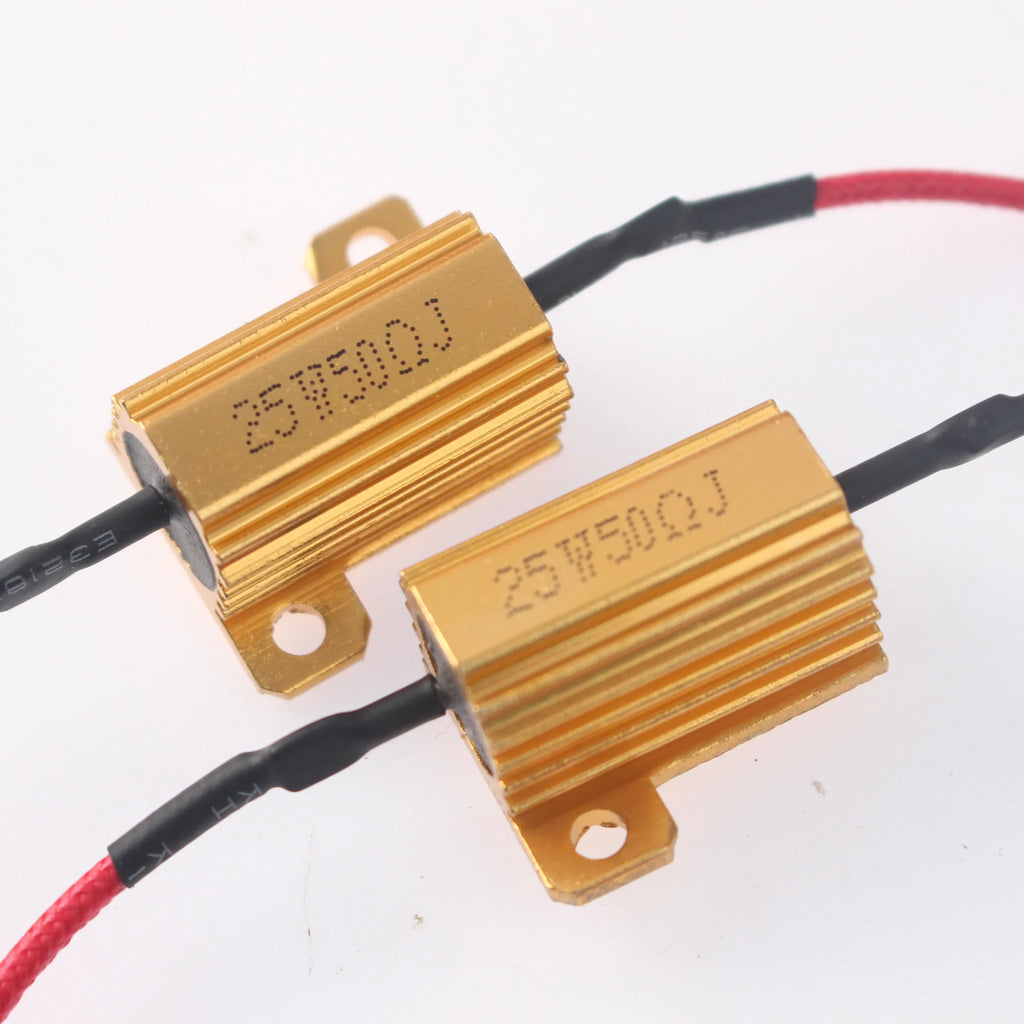 2 Sets Car LED Canbus Decoder Kit 25W/50W Wirewound Load Resistors 6Ω/8Ω/50Ω for Automobile Turn Signal