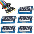 5PCS 4 Digits 7 Segment Digital Tube TM1637 LED Display Module I2C with Jumper Wires Clock Display for Arduino and Raspberry Pi