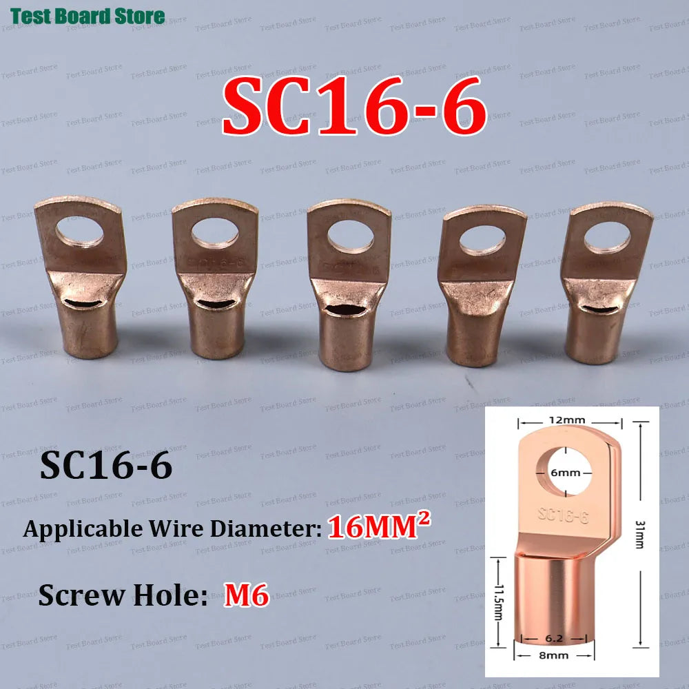 10/20/50pcs Copper Lug Ring Wire Connectors Bare Cable Electric Crimp Terminal SC4-4 SC6-6  SC10-6 SC10-8 SC16-6 SC25-8 SC25-10
