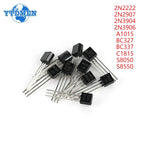 100PCS 2N2222 Transistor TO-92 2N2907 2N3904 2N3906 A1015 BC327 BC337 C1815 S8050 S8550 PNP NPN Transistors Kit