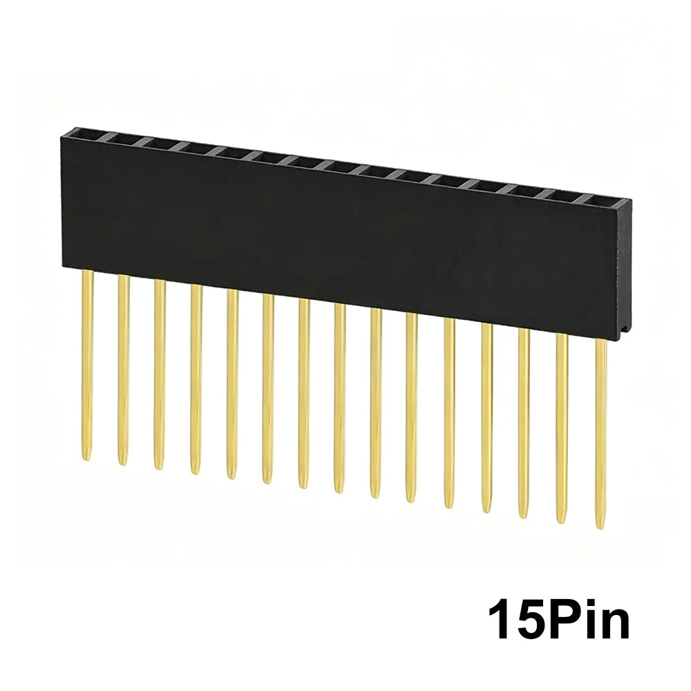 JCD 10PCS 2.54mm Single Row Female Socket 1X2/3/4/5/6/8/10/15/20/40Long pins Long 11mm PCB Board Pin Header For Arduino