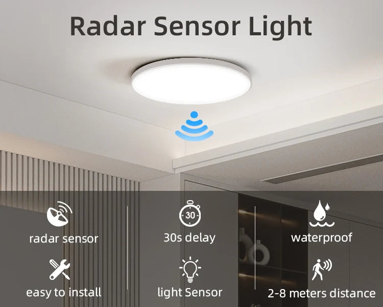 Led Ceiling Lamp With Motion Sensor 110-220V Human Infrared Smart Room Lamp 20W 40W Ceil Lamps For Entrance Balcony Corridor