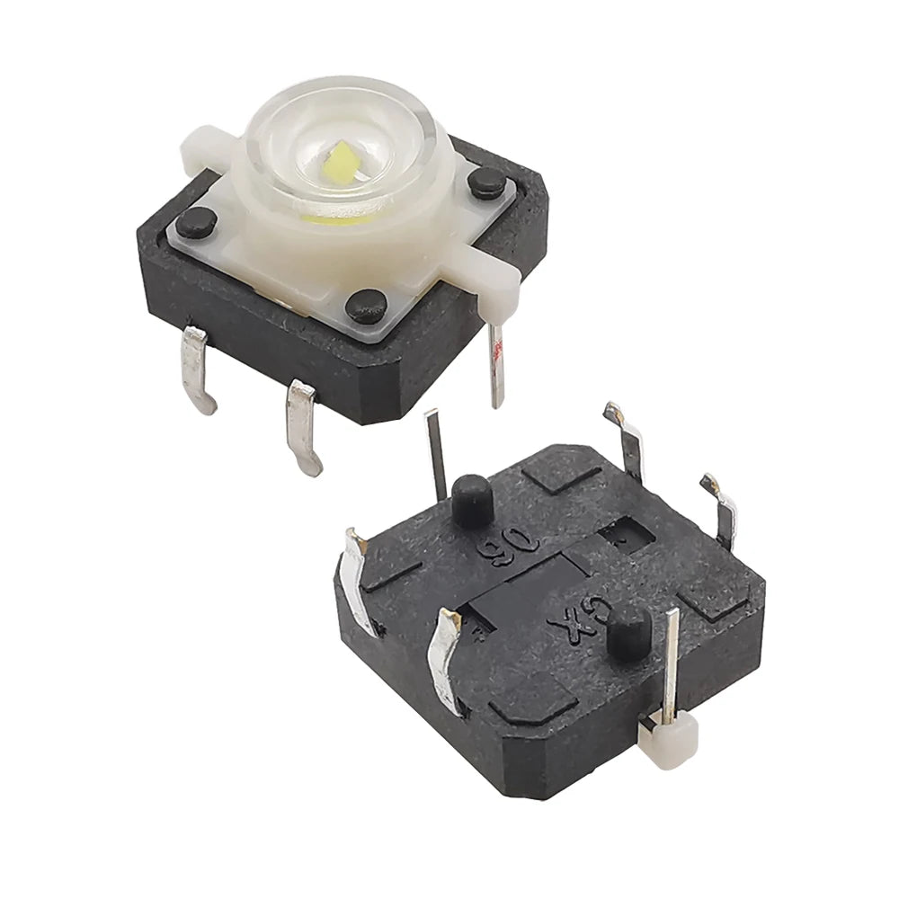 Tactile Push Button Switches 12x12x7.3mm 4 Pin Illuminated Tact Switch LED Light Button Reset Momentary Switches 12*12*7.3mm