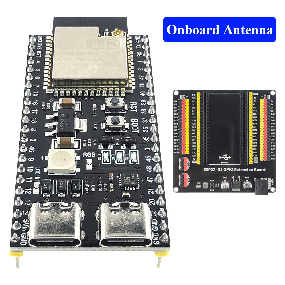 ESP32-S3 Development Board with Expansion Adapter Kit 2.4G Wifi BT Module MCU ESP32-S3WROOM1 N16R8 44Pin Type-C ESP32-S3