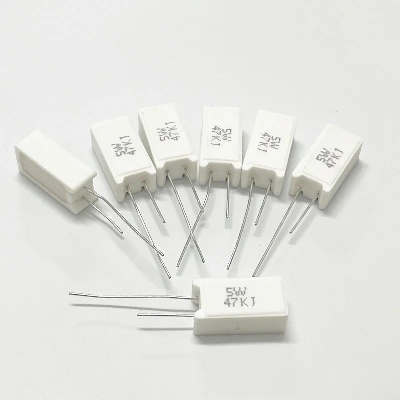 5PCS Vertical cement resistance SQM 5W 0.05 ~ 100K ohm 5% 0.1R 0.15R 0.22R 0.25R 0.39R 0.47R 1R 10RJ 100R 150R Ceramic resistor