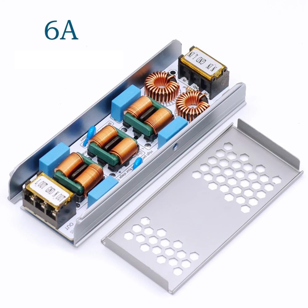 6A 10A AC 110V 220V EMI Filter Electromagnetic Interference Suppressor Common Mode Power EMC Audio Amplifier Inverter Purifier