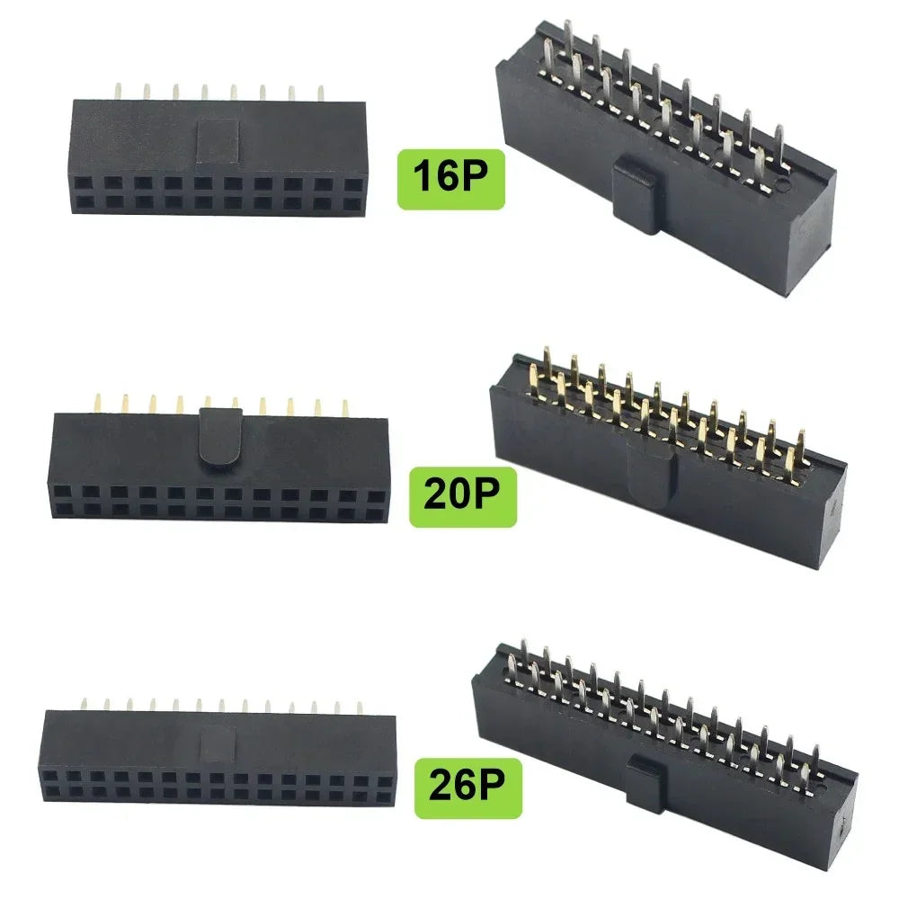 10pcs 2.54mm Pitch Female Header Strip 6/10/14/16/20/26/34/40/50 Pin Dual Straight DIP Polarizing Key Connector 6P 10P 40P 50P