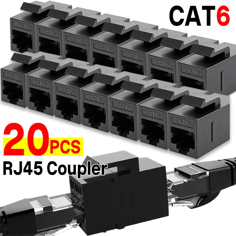 2-20Pcs CAT6 RJ45 Keystone Jack Coupler Cat6 RJ45 Keystone Couplers Ethernet Connector Female to Female Lan Cable Extender