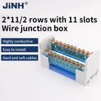 JINH Din Rail Distribution Terminal Block Screw Connection High Power 2 4 Bus Universal Electric Wire Connector Junction Box