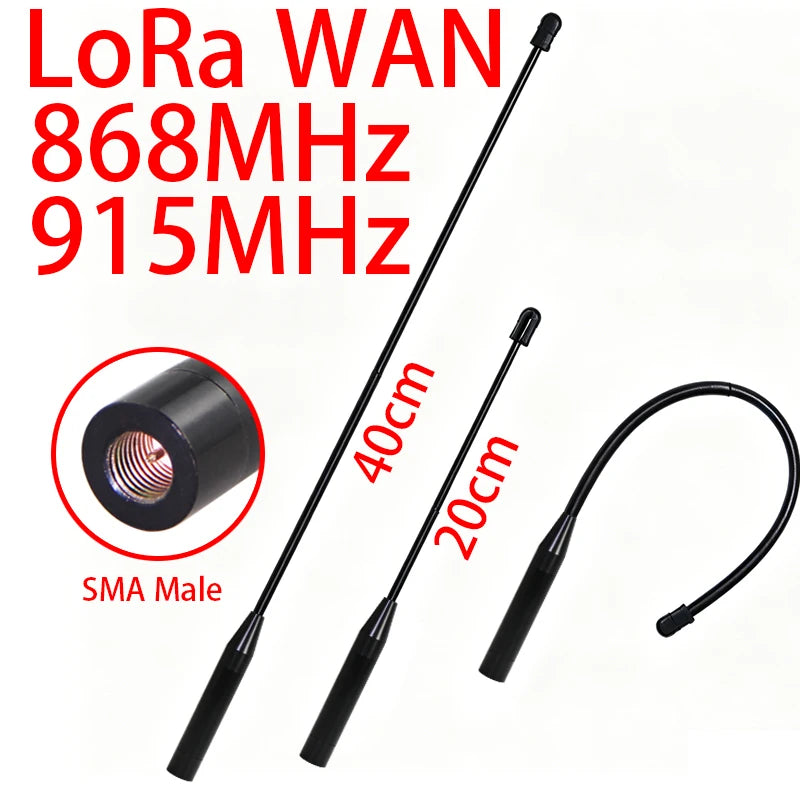 LoRa Module Antenna for Meshtastic 868MHz 915MHz Soft Antenna Omni High-Gain Whip Antenna SMA Head Connector 20CM 40CM Flexional
