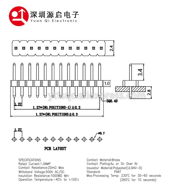 10pcs 1.0mm 1.27mm 2.0mm 2.54mm Pin Header Double Row Male 1/2~40P Breakaway PCB Board Connector Strip Pinheader 1*2/2P 4P 6-40p