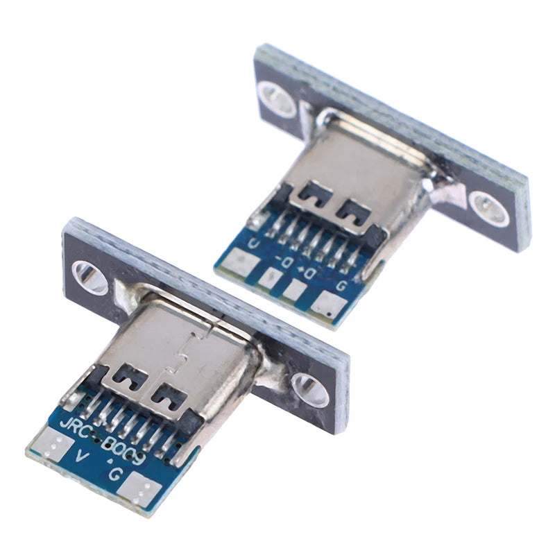 10pcs USB 3.1 Type C Socket With Screw Fixing Plate Type-C USB Jack 3.1 Type-C 2Pin 4Pin Female Connector Jack Charging Port