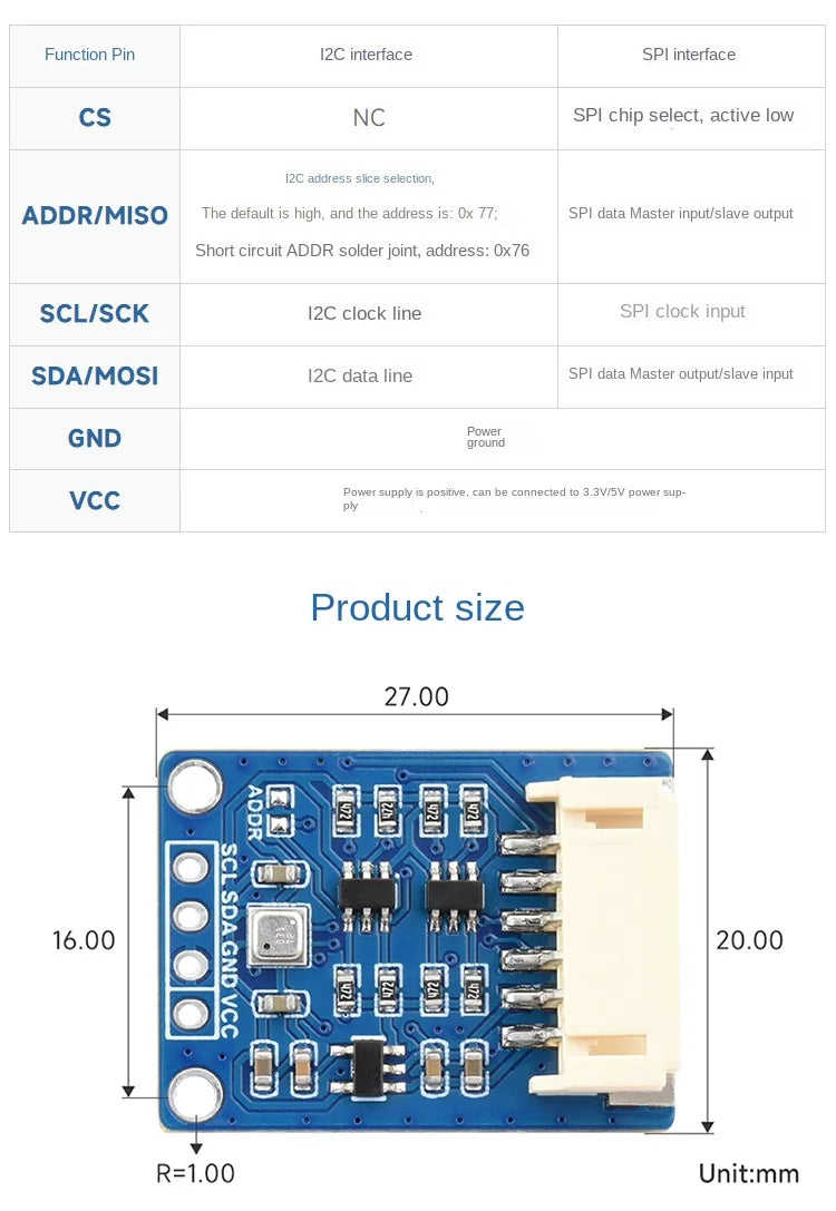 BME680 Environmental Sensor Module Temperature/Humidity/Pressure/Gas AI Intelligent I2C