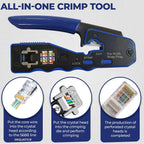 Natalink RJ45 Crimping Tool Pass Through Crimper Wire Stripper Cutter for Cat6A Cat6 Cat5 8P8C rj45 cable stripper tool Connecto