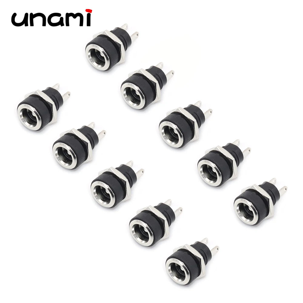 10Pcs DC Power Jack Socket Female Connector 5.5x2.1mm 3.5x1.3mm DC005 DC022 DC099 DC Plug Socket Nut Panel Mount Adapter