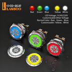 LANBOO 22mm 15A 2NO High Current Push Button Switch with LED 24V 220V Momentary Latching