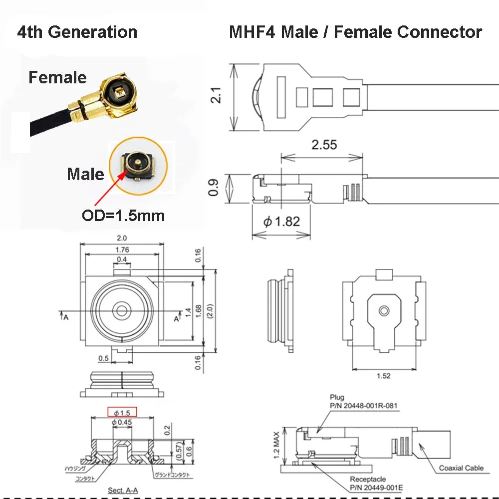 100PCS/LOT u.FL MHF3, MHF4 Male Plug PCB Soldering Connector for For RG178 / RF1.37 / RF1.13 / RF0.81 Cable