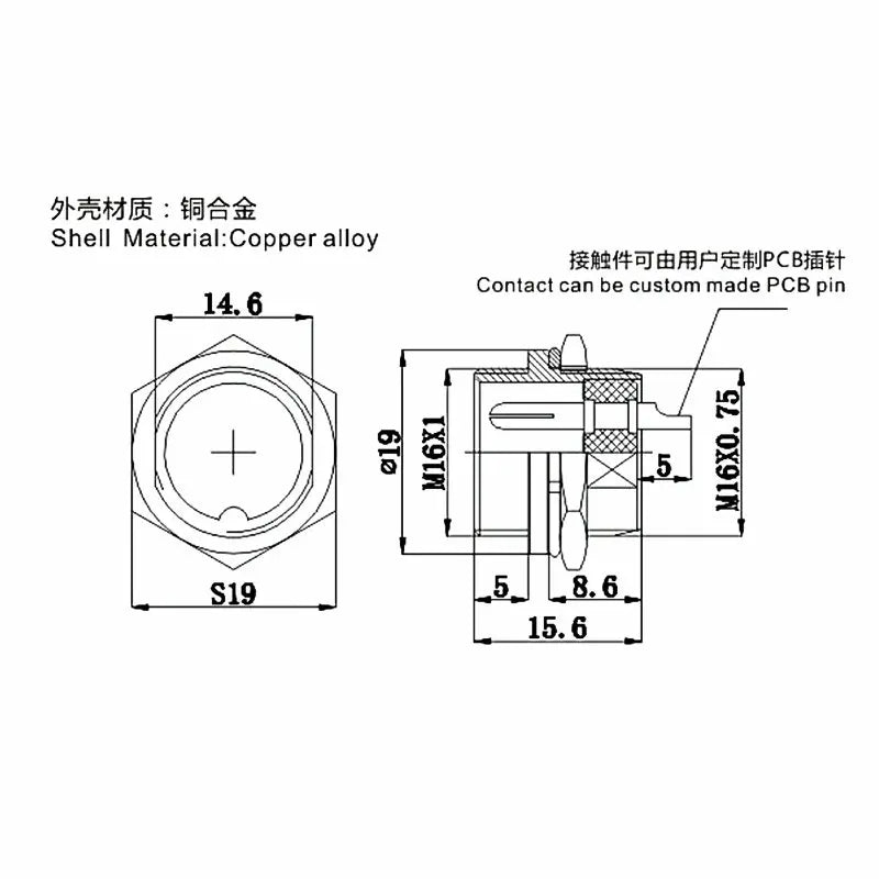 5/8' Male Socket GX16 Circular Connector 2Pin3pin4pin 5pin6pin7pin8pin9pin10pin Diameter 16mm L73 RS765 DF16 M16