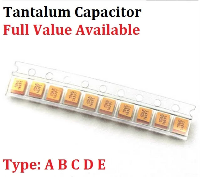10PCS Tantalum Capacitor Type B 4V 6.3V 16V 25V 35V 1UF 50V 4.7UF 10UF 47UF 100UF 220UF 227 476 107 475 106 105 3528 1210
