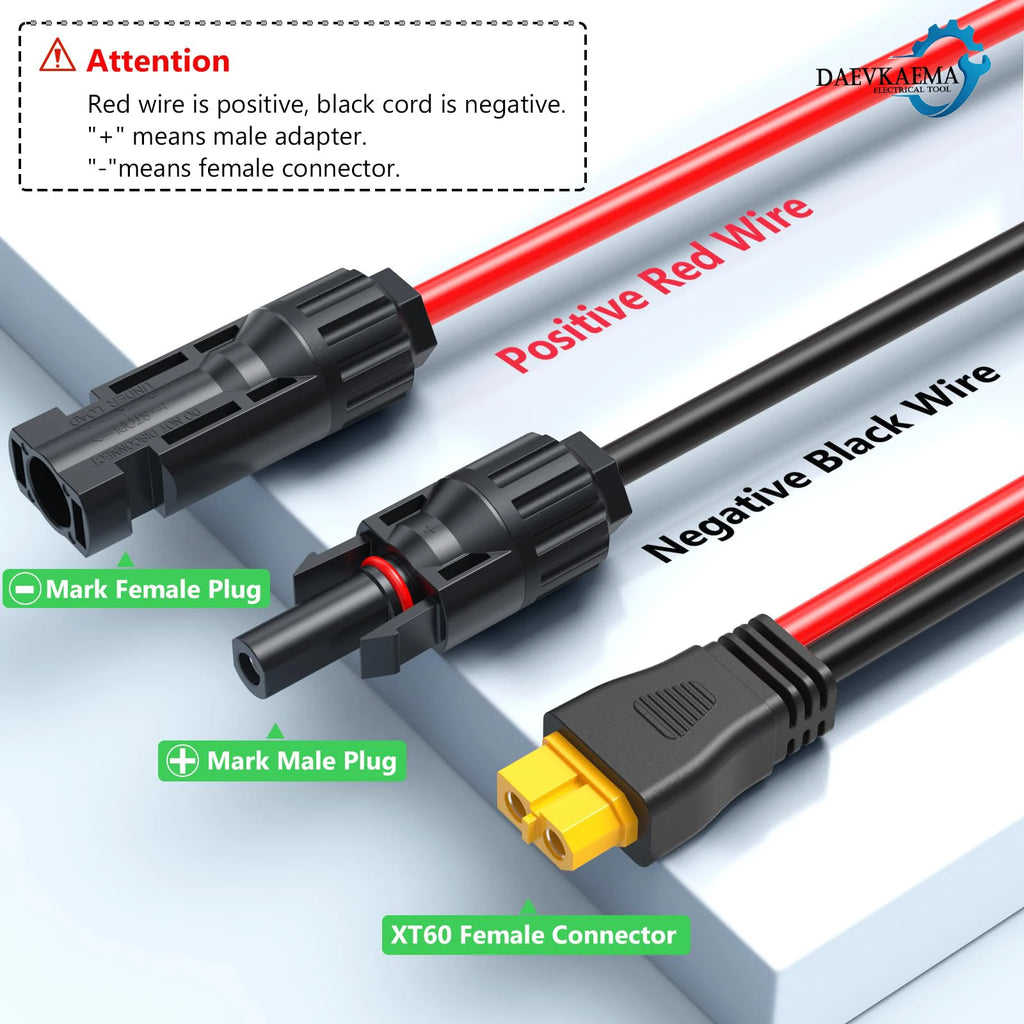 Solar Charge Cable XT60-F Adapter to Solar Female Connector Extension Cable 12AWG 6M Wire for Solar Panels Car RVS Trucks Ships