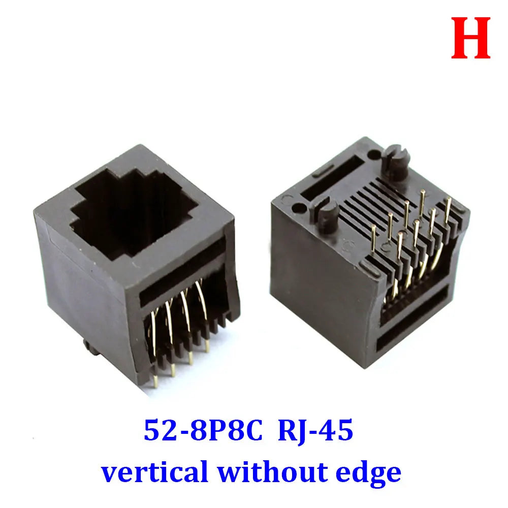 10Pcs RJ11 RJ45 Socket 52-4P4C 6P2C 6P4C 6P6C 8P8C Seat RJ12 Phone Jack Female 6Core Crystal Head 180 Degrees Vertical