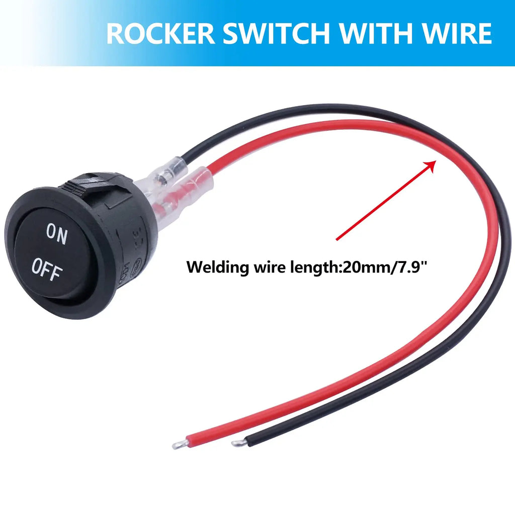 ON Off Round Rocker Switches SPST 20mm Mini 12 Volt DC Mini Circle Toggle Switch 12V for Car Automotive RV 2 Pin