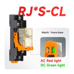 Thin-Flat Intermediate Relay 1NO1NC/2NO2NC 8A 24VDC | Compatible with  RJ1S-CL-D24 & RJ2S-CL-D24 | DIN Rail Relay for Contro