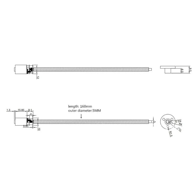 Motor gearbox threaded reduction motor with long output shaft continuous current T5 x 160mm N20 DC gear