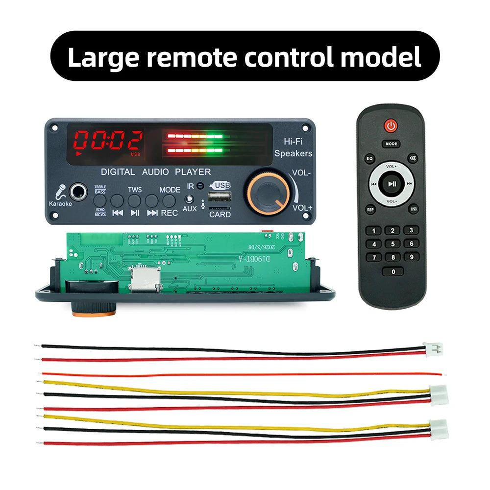 DC12V MP3 WMA WAV Decoder Board Bluetooth 5.3 Handsfree Car Audio Microphone USB TF FM DIY Music Player