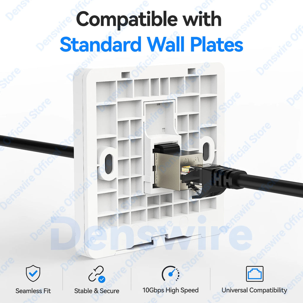 Denswire Keystone Jack RJ45 Inline Coupler Shielded for CAT6/CAT6A/CAT7 RJ45 Female to Female Insert Coupler Ethernet Adapter