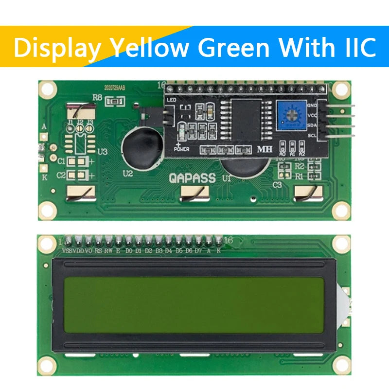 LCD1602 1602 LCD Module Blue / Yellow Green Screen 16x2 Character LCD Display PCF8574T PCF8574 IIC I2C Interface 5V for Arduino