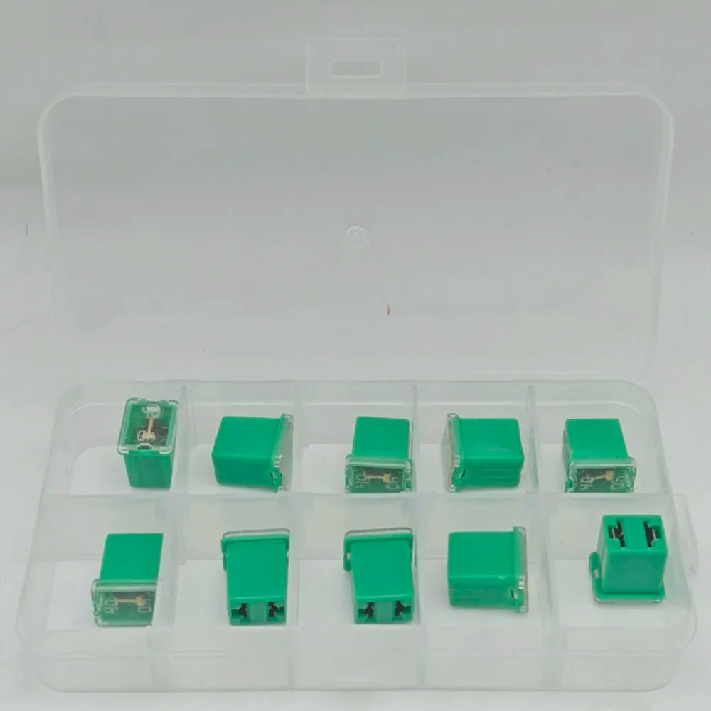 10pcs Box Jcase Fuse kit 20A/30A/40A Square Jcase Fuses Low Profile Box Shaped Fuse fusible for SUV Cars Trucks Boats Automotive