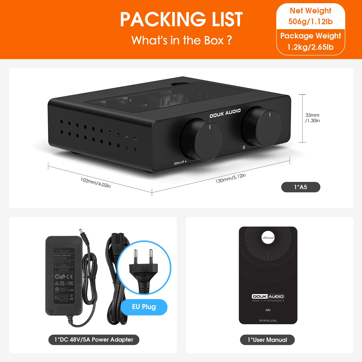Douk Audio A5 Mini HiFi Stereo Amp 300W TPA3255 Class‑D Digital Power Amplifier