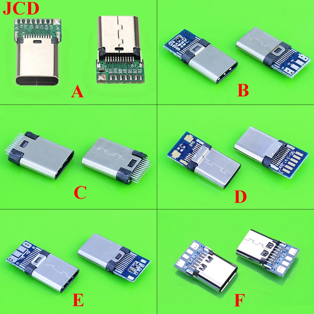 10pcs USB 3.1 Type-C Connector 24 Pins Male / Female Socket Receptacle Adapter to Solder Wire & Cable 24 Pins Support PCB Board