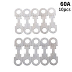 New 10Pcs 30A-150A 32VDC Small Fuse Sheet Automotive Car Flat Zinc Sheet For Car Fuse Round Hole Insert Fuse Auto Parts