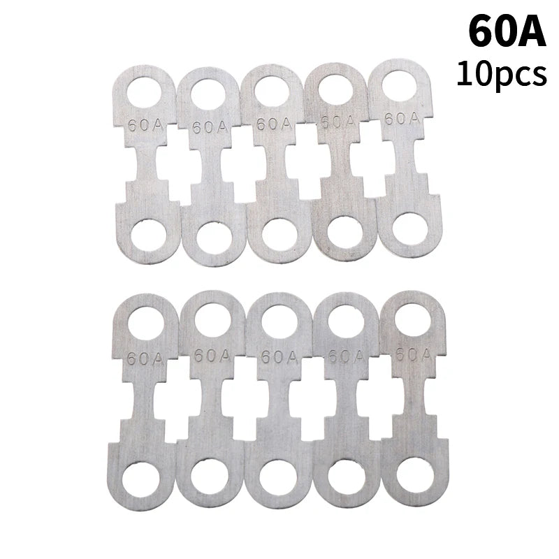 New 10Pcs 30A-150A 32VDC Small Fuse Sheet Automotive Car Flat Zinc Sheet For Car Fuse Round Hole Insert Fuse Auto Parts