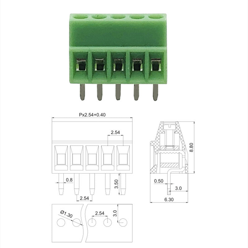 5/10pcs KF128 2.54mm Pitch Mini PCB Screw Terminal Block Connector for Wires 2P 3P 4P 5P 6P 7P 8P 9P 10P 12P 16P Terminal