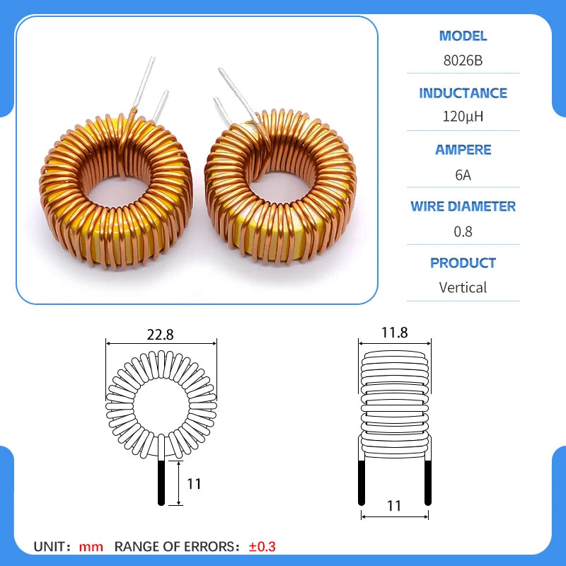 20mm 80-26 Iron powder core Toroidal inductor Wirewound inductor Iron powder core Magnetic ring inductor