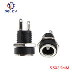 5.5X2.1/5.5X2.5MM DC Power Jack Socket Supply Female Panel Mount Connector Plug Adapter 2 Terminal Type DC Connector 5.5*1.35