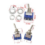2PCS MTS-101/102/103/202/203 Toggle Switch 6mm Dark Blue 2/3Position 2/3/6Pin ON-ON/ON-OFF/ON-FFF-ON 6A 125VAC Arm Rocker Switch