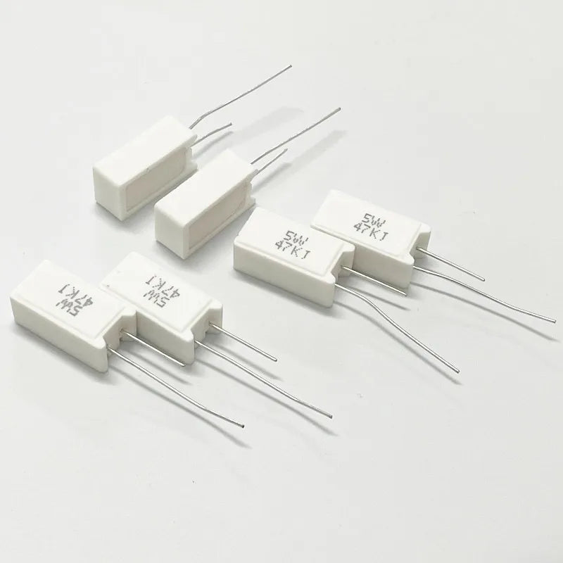 5PCS Vertical cement resistance SQM 5W 0.05 ~ 100K ohm 5% 0.1R 0.15R 0.22R 0.25R 0.39R 0.47R 1R 10RJ 100R 150R Ceramic resistor