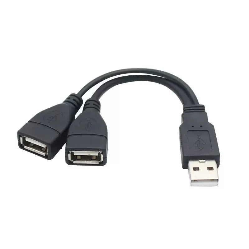 USB 1/2 to 1 Male/2 Female Three Head Data Cable 2-in-1 Dual Female Port Car Charging Extension Data Cable