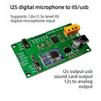 IIS Digital Microphone Interface Board 16bit/48kHz with USB Sound Card & PCM5102 Analog Output
